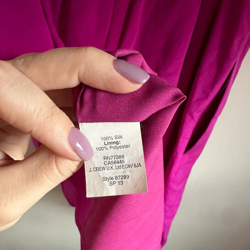 Madewell Silk Mini Dress Womens 6 Magenta Pink EUC Spaghetti Strap‎ Pocket - Picture 7 of 7